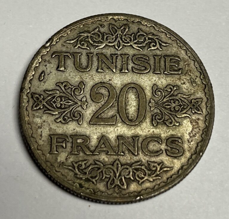 Read more about the article VF 1934 (1353) TUNISIA Silver 20 Francs  Original Very Fine Condition