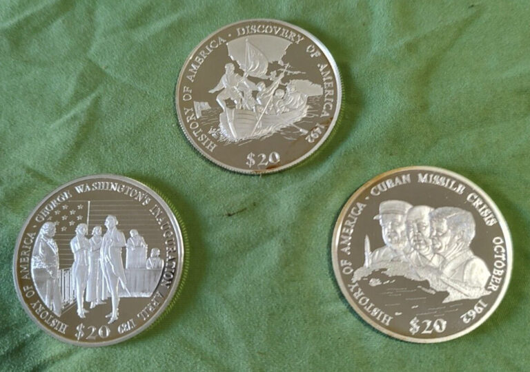 Read more about the article Liberia $20 – 3 Historical Comm. Coins  – American Mint – 2.1164 Oz. Silver