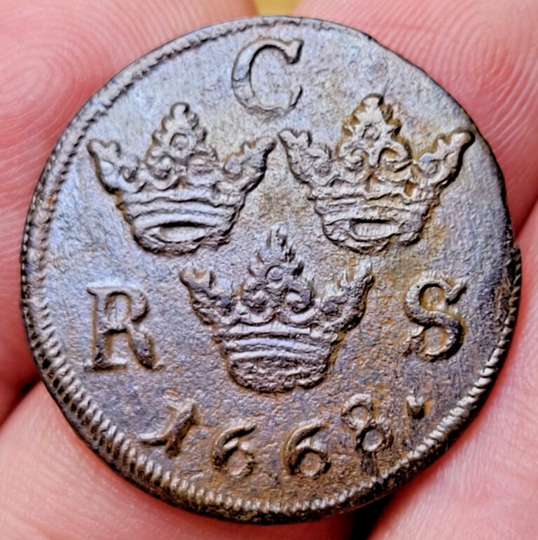 Read more about the article 1668 DELAWARE FUR TRADE Sweden 1/6 Ore TREASURE COIN