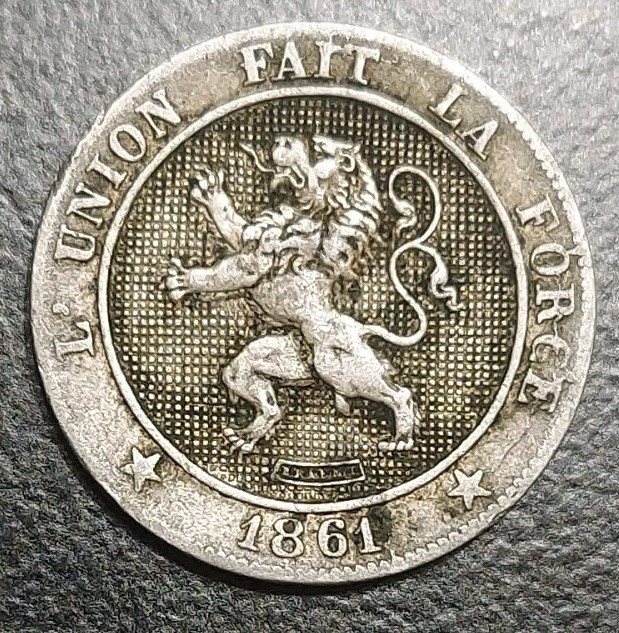 Read more about the article 1861 Belgium 5 centimes Old Coin KM 21 Rampant Lion