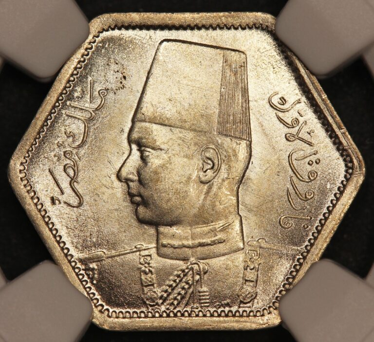 Read more about the article AH1363 (1944) Egypt 2 Piastres Silver Coin – NGC MS 65 – KM #369