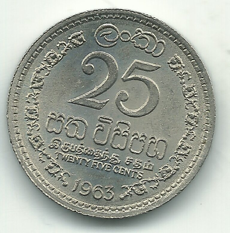 Read more about the article HIGH GRADE AU 1963 CEYLON SRI LANKA 25 CENTS COIN-DOUBLE SECURITY EDGE-FEB320