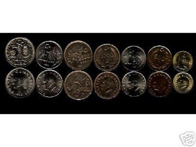 Read more about the article Turkey 500 1000 2500 5000 10000 25000 50000 100000 LIRA 1990-1999 Set UNC 8 COIN