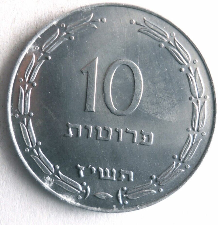 Read more about the article 1957 ISRAEL 10 PRUTA – AU/UNC – Excellent Coin – FREE SHIP – Bin #403