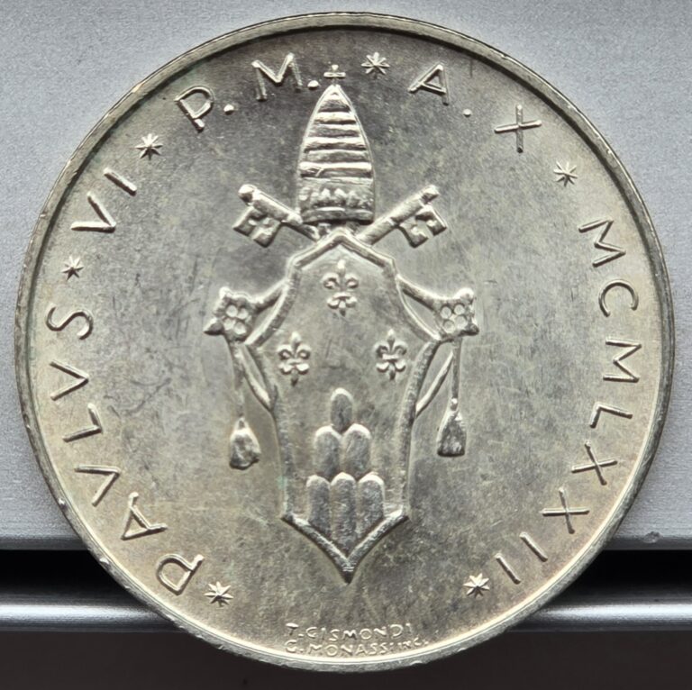Read more about the article Brilliant Uncirculated Vatican City/Holy See 1972 Year X 500 Lire Silver Coin