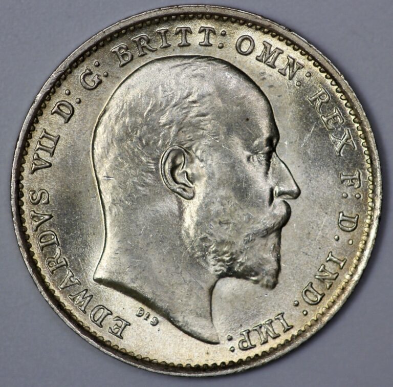 Read more about the article 1908 Great Britain Edward VII Silver 3p Threepence Brilliant UNC