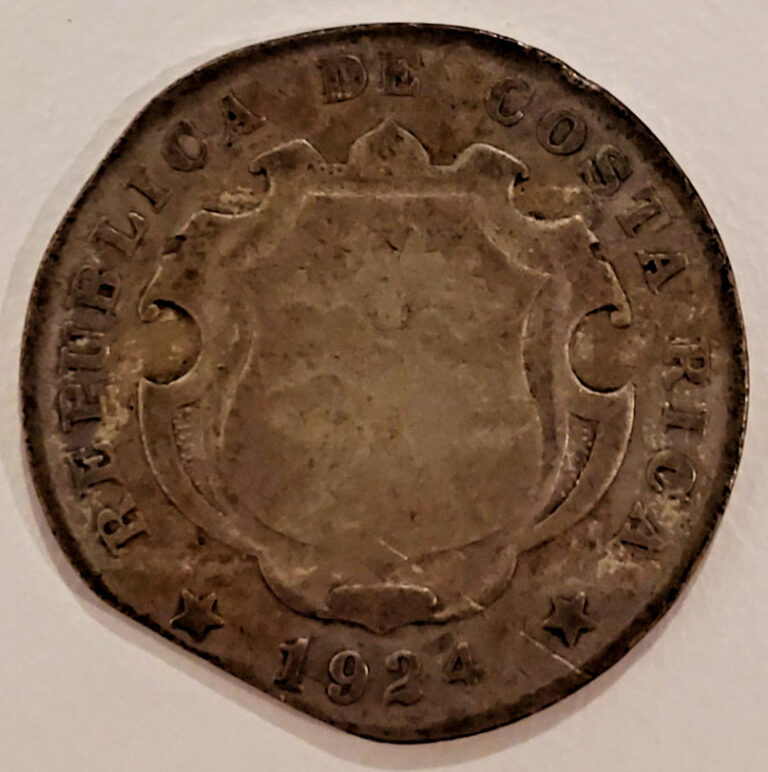 Read more about the article RARE 1924 Costa Rica 25 Centimos Coin .650 Silver FREE SHIPPING