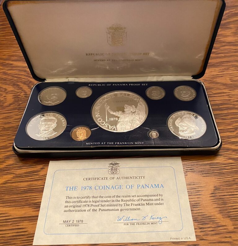 Read more about the article Republic of Panama 1978    9 Coin Proof Set   (including Large 20 Silver Balboa)