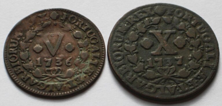 Read more about the article Portugal 1736 5 Reis + 1737 10 Reis  Two Portuguese coins