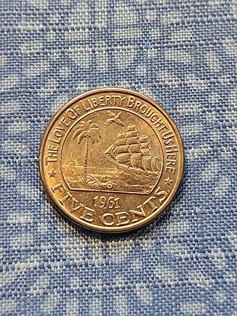 Read more about the article 1961 LIBERIA 5 Cents African ELEPHANT and Ship coin  KM#14  UNC