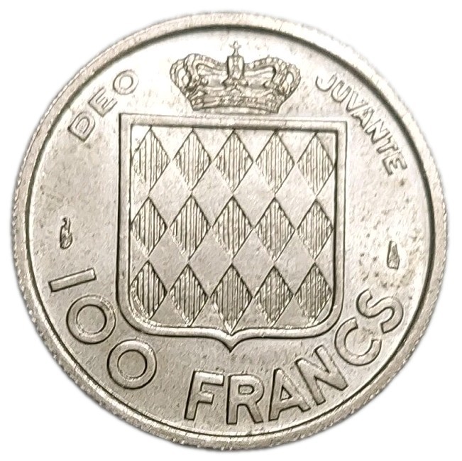 Read more about the article 1956 Monaco 100 Francs Lovely Unc Small Country Vintage Coin Rainier III KM 134