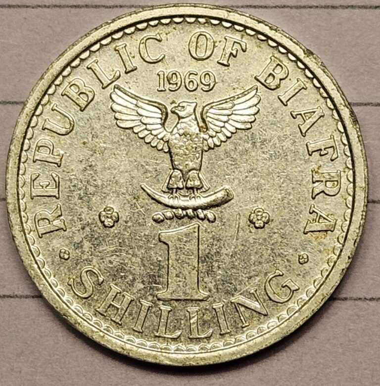 Read more about the article 1969 Nigeria Republic of Biafra 1 One Shilling Coin Aluminum One Year Type Coin
