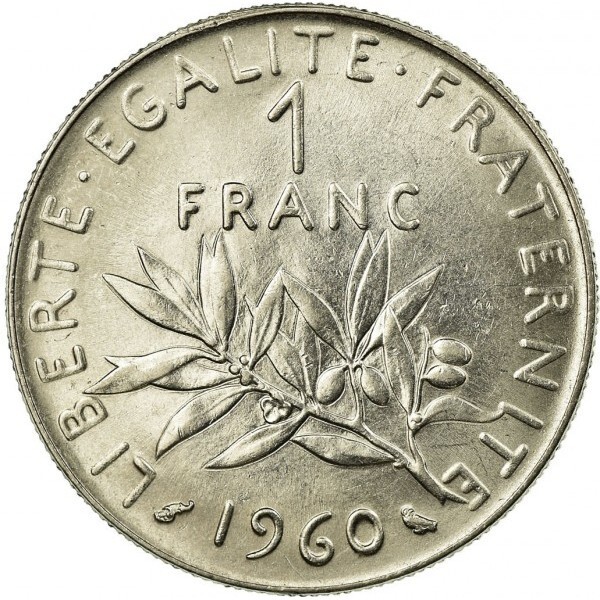 Read more about the article 1960 France 1 Franc Coin – Fifth Republic (KM# 925  G/VG Condition or Better)
