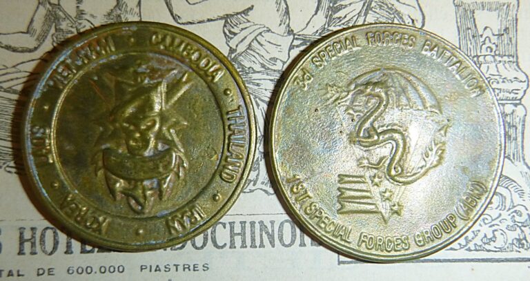 Read more about the article 2 x CHALLENGE COINS – US SPECIAL FORCES – ARVN – NUNG NAMED – Vietnam War  C.479