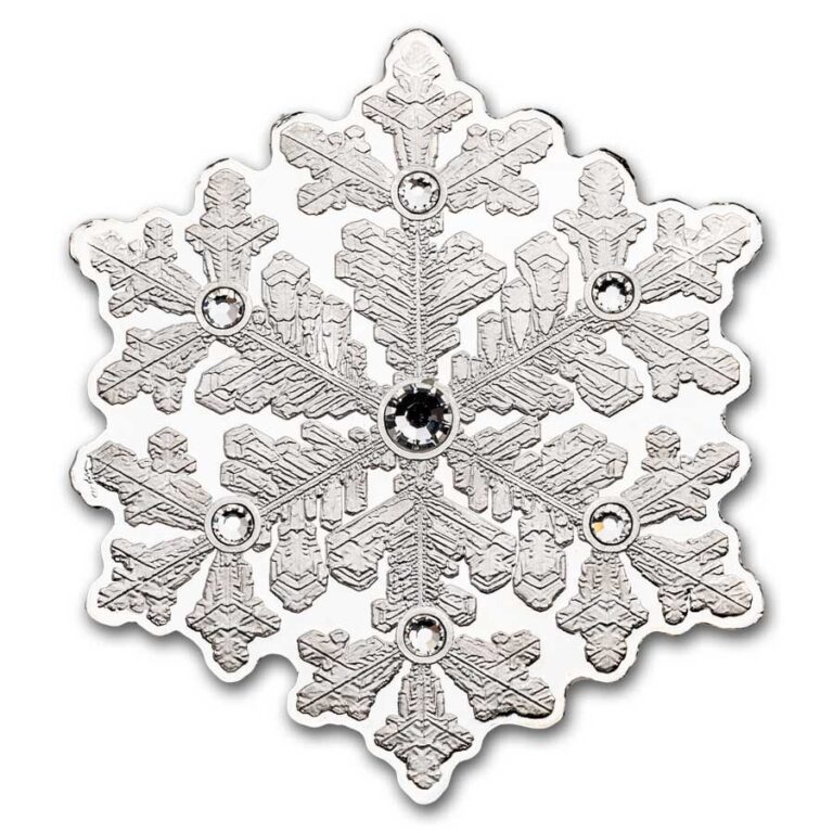 Read more about the article 2024 Fiji 1/2 oz Silver Snowflake Coin w/ Crystals  Box and COA