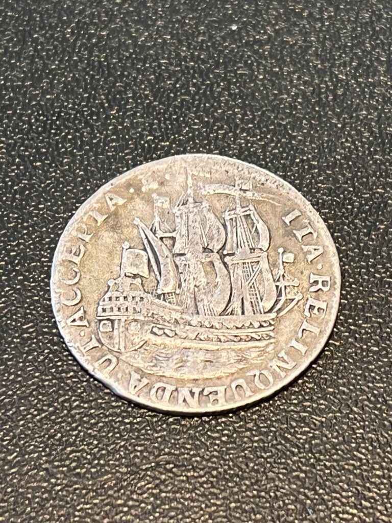 Read more about the article Netherlands – Zeeland 6 Stuivers 1762 Stuiver Sailing Galleon Ship Silver Rare