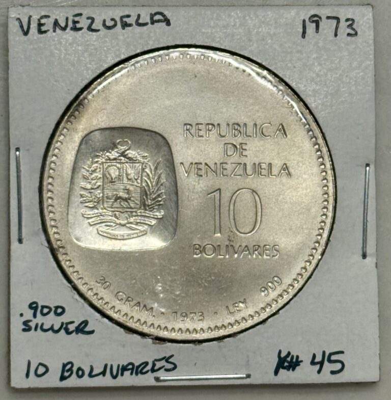 Read more about the article 1973 Venezuela 10 Bolivares (Bolivar Coins) Silver Coin – Y#45