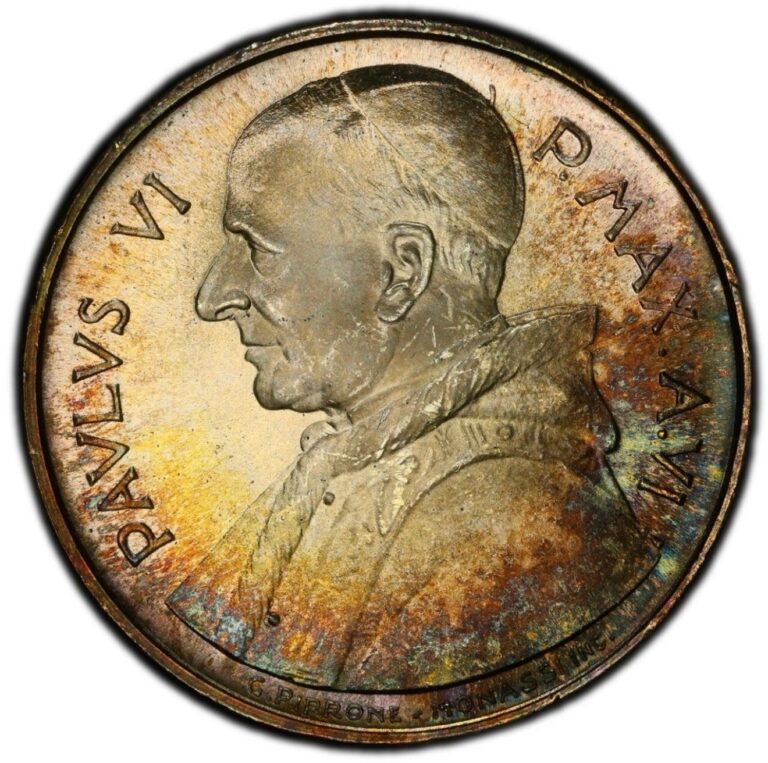 Read more about the article 1968 Vatican City Anno VI Silver 500 Lire  PCGS MS 65  Trueview- Nicely Toned