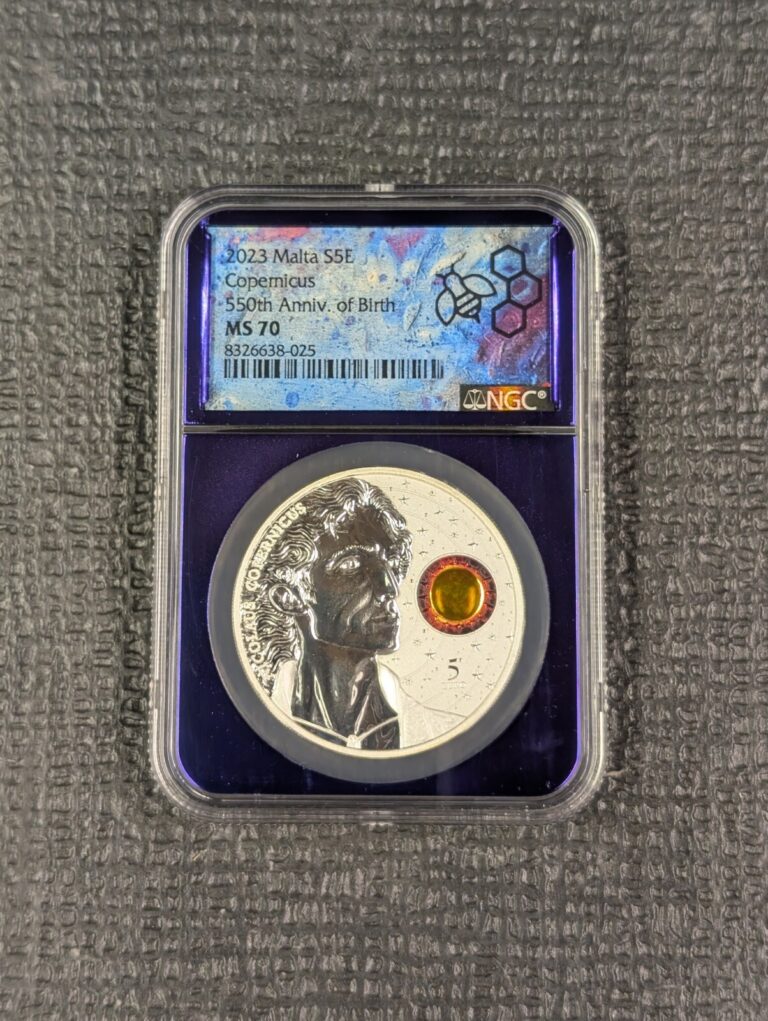 Read more about the article 2023 MS 70 Malta SILVER Copernicus 550th Anniv. of Birth S5 Euro NGC Colored Sun