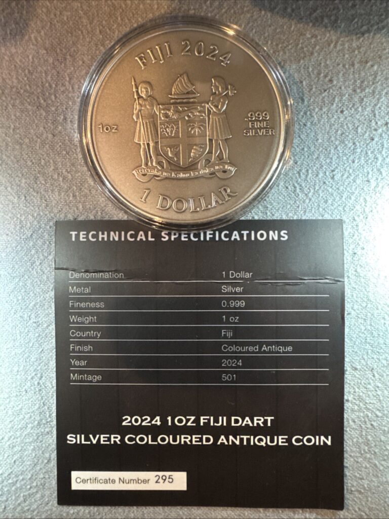 Read more about the article ✨Very Limited# Silver (0.999) 1$ 2024 Fiji COLOURED Silver ( 44g ) Antique Coin
