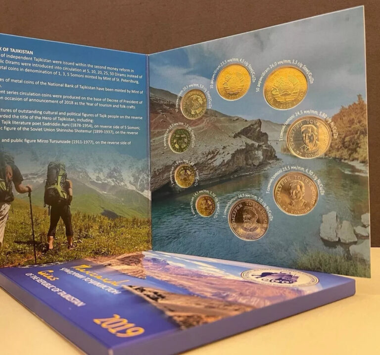 Read more about the article 2019 TAJIKISTAN – OFFICIAL BU UNC MINT SET (9) – NATURE – DIRAM and SOMONI -BEAUTY