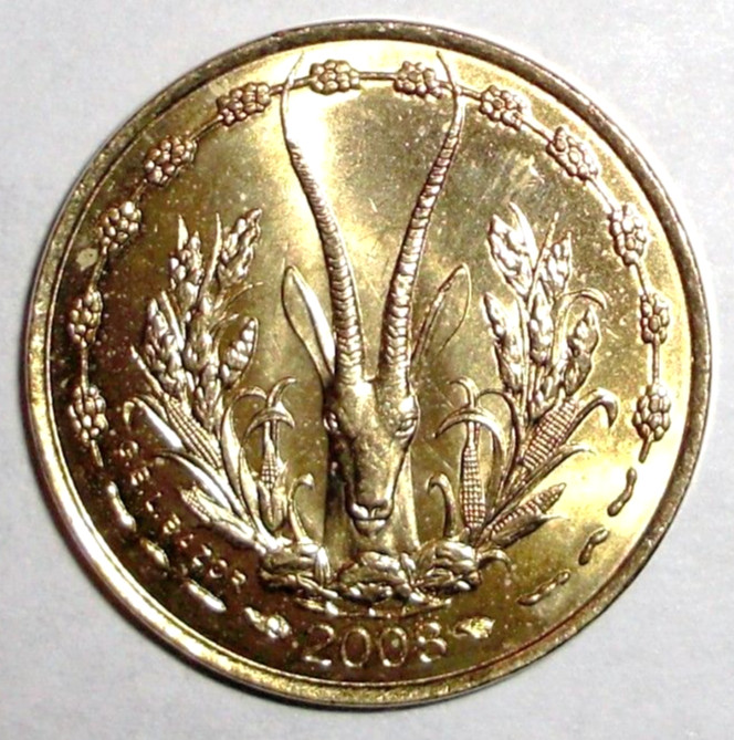 Read more about the article 2008 West African States 5 francs Coin Ivory Coast Hen Africa Gazelle Wildlife