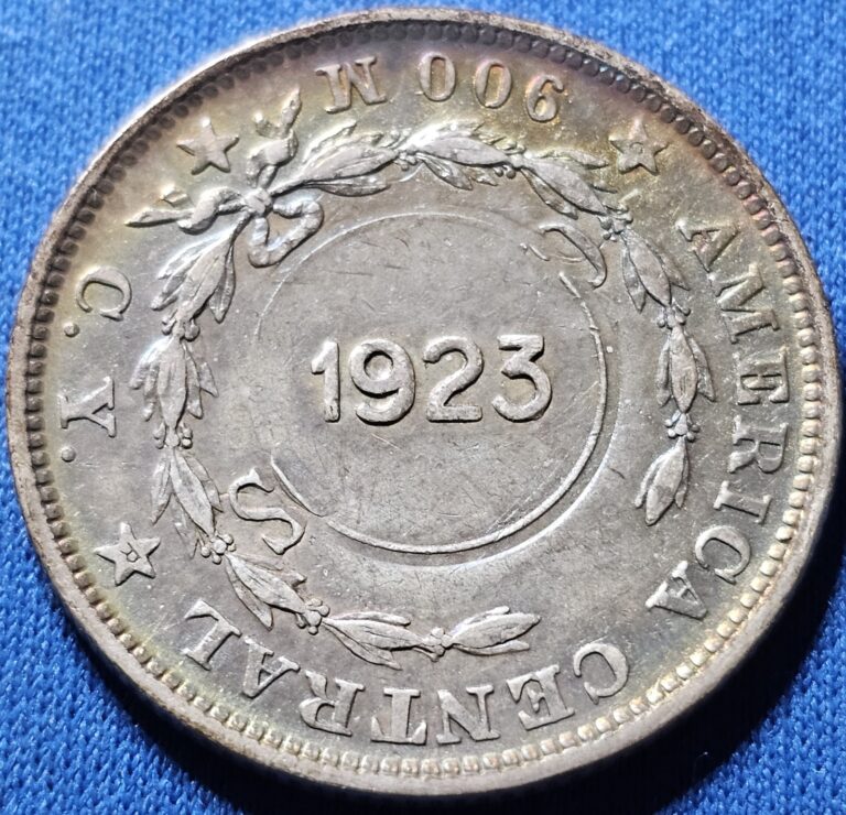 Read more about the article 1923 Costa Rica 1 Colon C/S on 1902 50 Centimos Silver! Beautiful Example