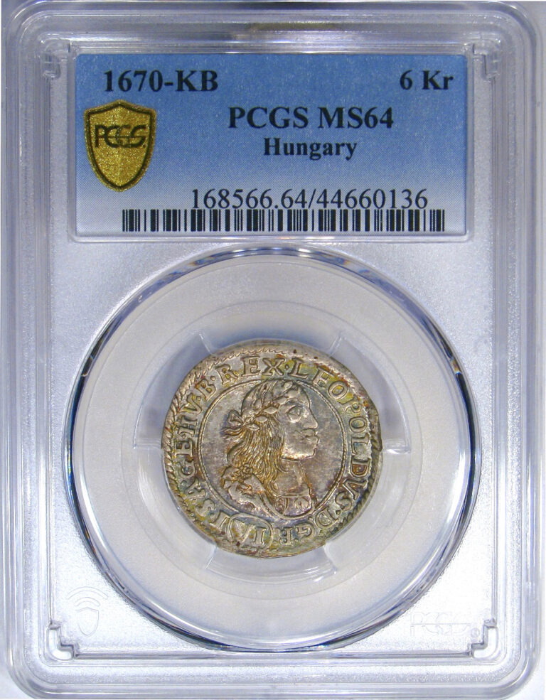 Read more about the article 1670-KB HUNGARY PCGS MS64 LEOPOLD I ‘HOGMOUTH’ 6K ~ BEAUTIFUL RAINBOW and LUSTER!