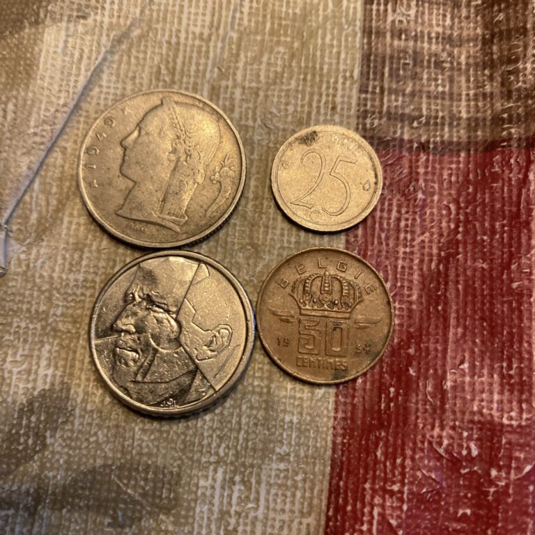 Read more about the article 1989 Coin  50 Francs   1949 5 Franc 1968 25 Centimes  1954 50 – Belgium- 4 Coins