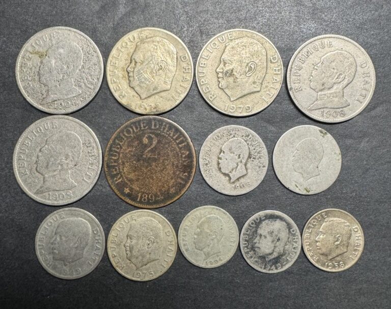 Read more about the article Haiti Coin Lot Various Years 2 5 10 50 Centimes Gourde 1894 1904 Lot Of 13 Coins