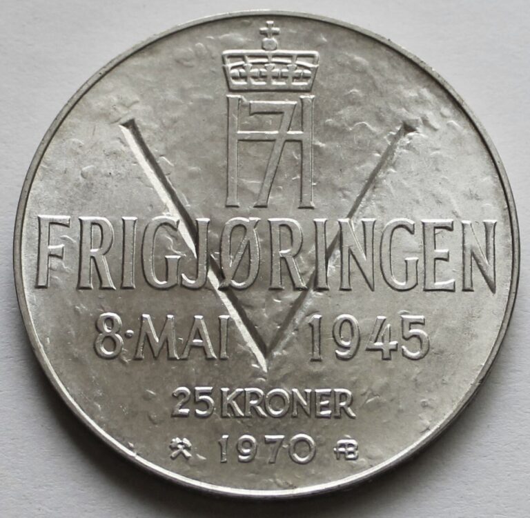 Read more about the article 1970 Norway 25 Kroner Silver Coin  Olav V Liberation