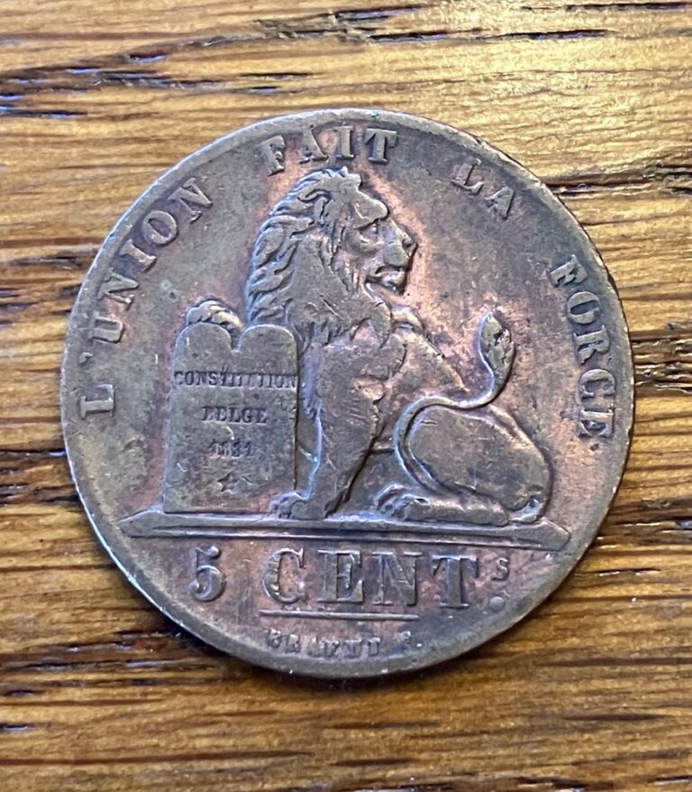 Read more about the article Vintage 1852 Belgium 5 Centime  Obsolete Copper Coin