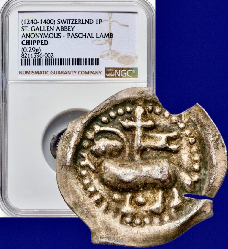 Read more about the article 1240-1400 SWITZERLAND ST. GALLEN ABBEY Pfennig Medieval Silver Coin NGC Chipped
