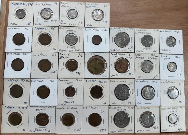 Read more about the article South Africa Coin Lot – 32 Coins – 1957-1981 Cents and Rand Lot #10992