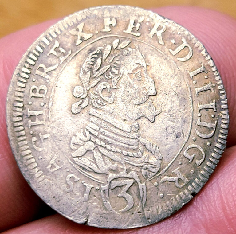 Read more about the article EXCELLENT Austria 3 Kreuzer 1624 Ferdinand II Silver Coin!
