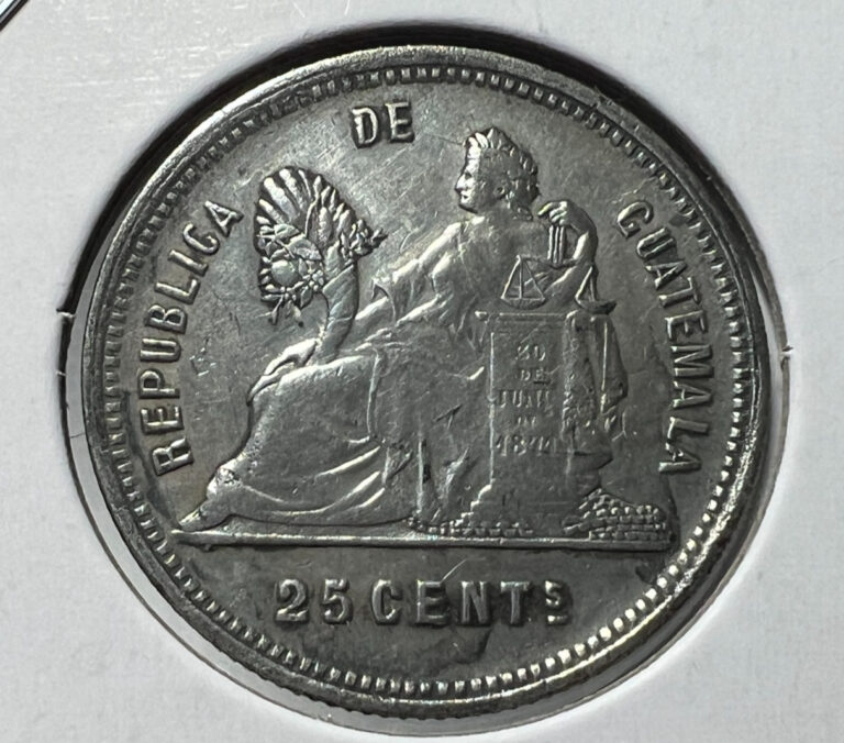 Read more about the article 1893 GUATEMALA  SILVER 25 CENTAVOS SCARCE COIN