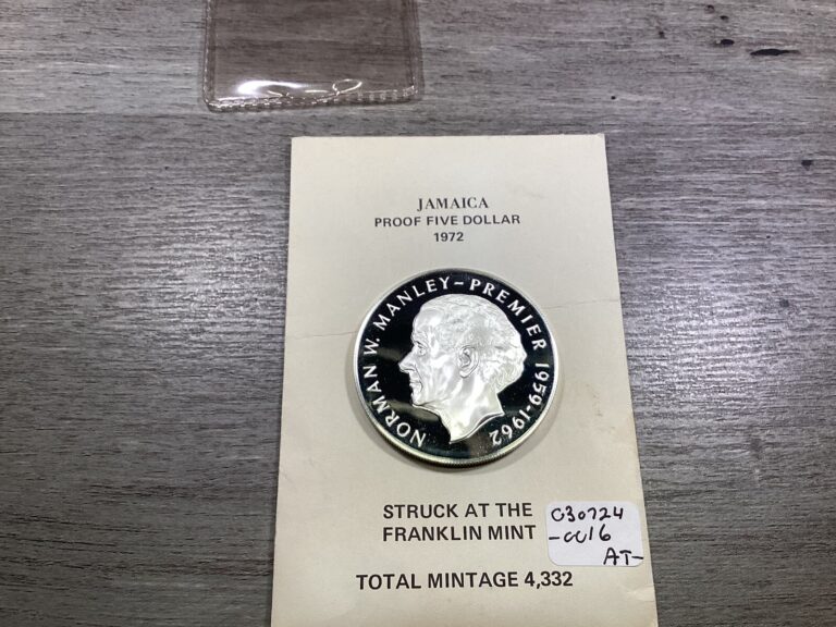 Read more about the article 1972 Jamaica .925 Sterling Silver  $5 Dollar  Proof Coin-030724-16