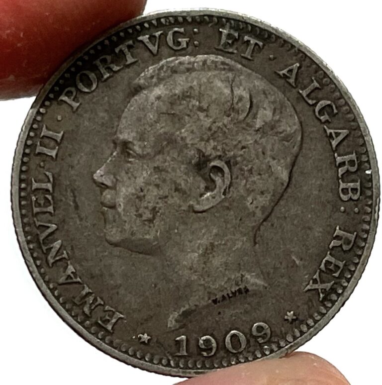 Read more about the article 1909 Silver Portugal 200 Reis Manuel II Coin KM# 549