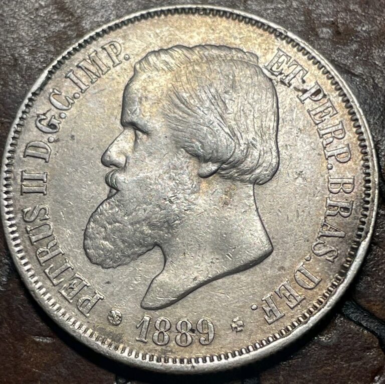 Read more about the article ~1889 Imperial Brazil 2000 Silver Reis Dom Pedro II Historic Silver Coin 🔥 🪙