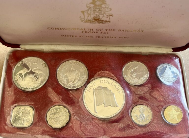 Read more about the article 1974 Bahamas 9 Coin Proof Set ~ Total of 2.871 Troy Oz Silver ~ Stunning Set!