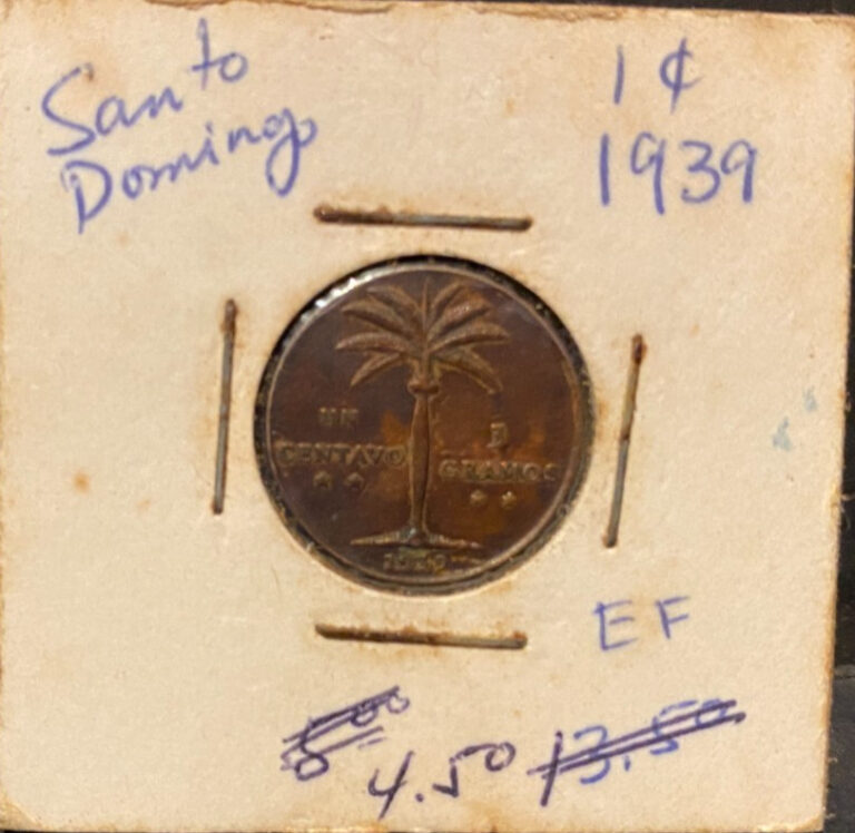 Read more about the article DOMINICAN REPUBLIC  1939  1 Cent  coin  circulated
