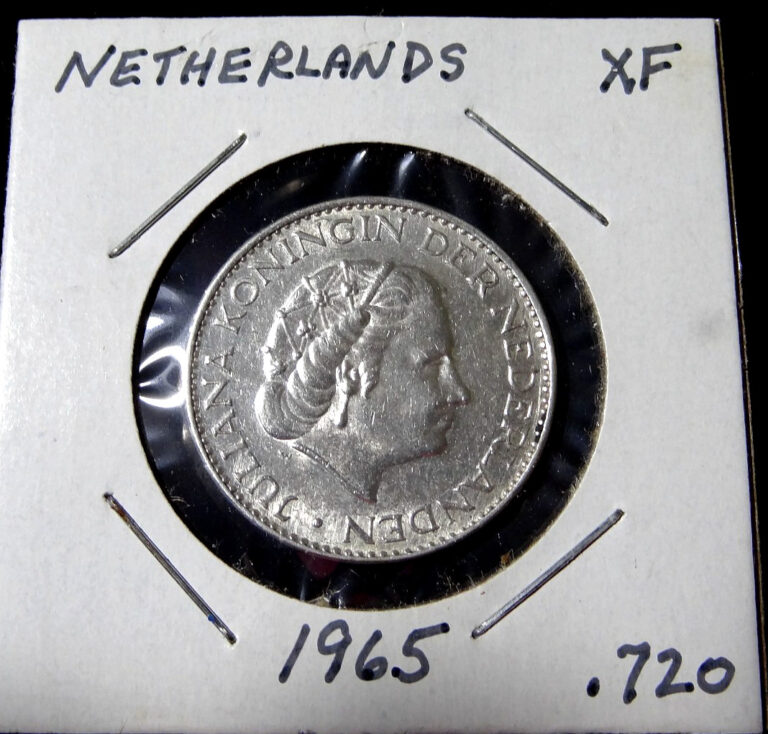 Read more about the article 1965 Netherlands Gulden .720 Silver High Grade Coin KM# 184
