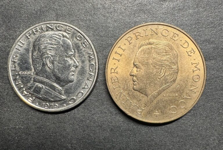 Read more about the article MONACO RAINIER III 1979 1 10 FRANCS Lot Of 2 Coins ULTRA RARE LOW MINTAGE WORLD