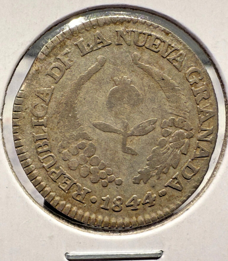 Read more about the article 1844 Colombia Republica De La Nueva Granada 1 Real Silver KM# 91.1 Bogotá SP5004
