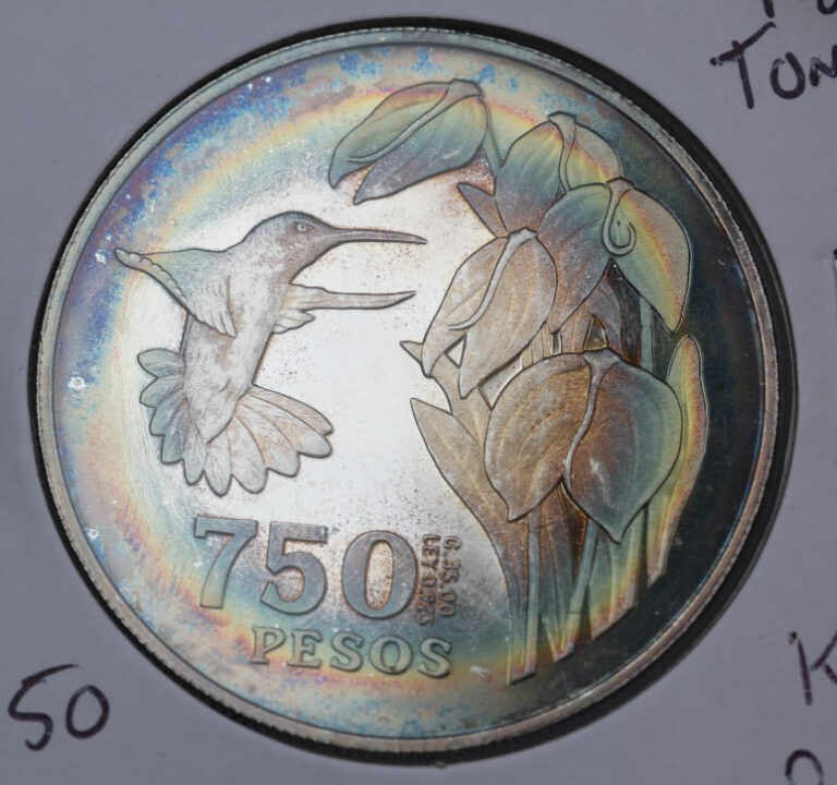 Read more about the article COLOMBIA 750 Pesos 1978 Silver ‘Conservation – Hummingbird’ – TONED!