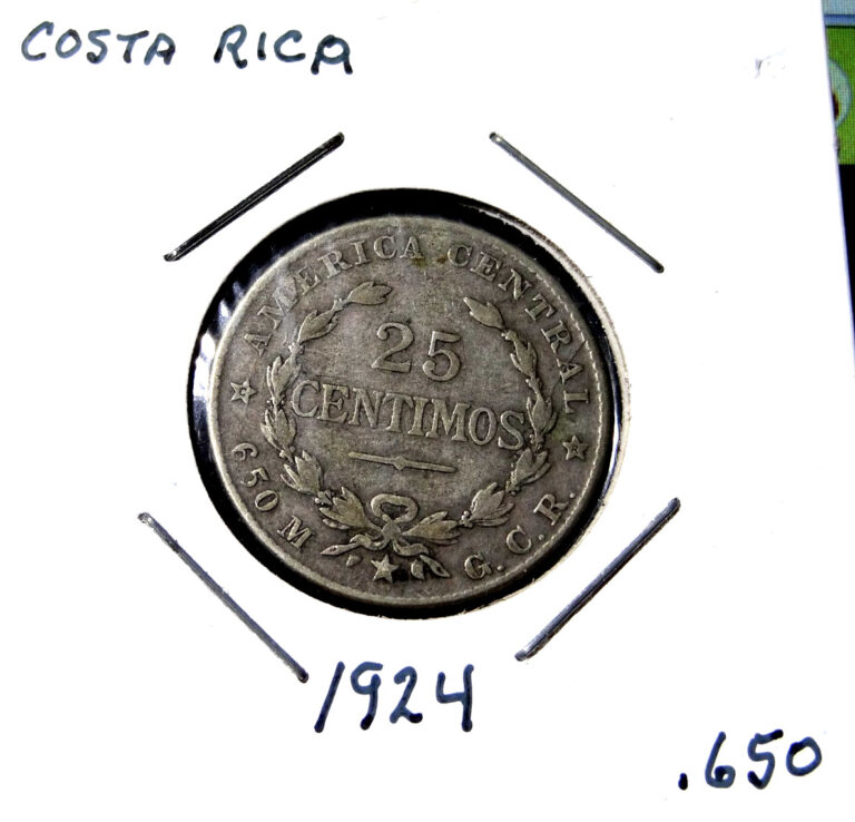 Read more about the article 1924 Costa Rica 25 Centimos .650 Silver Coin