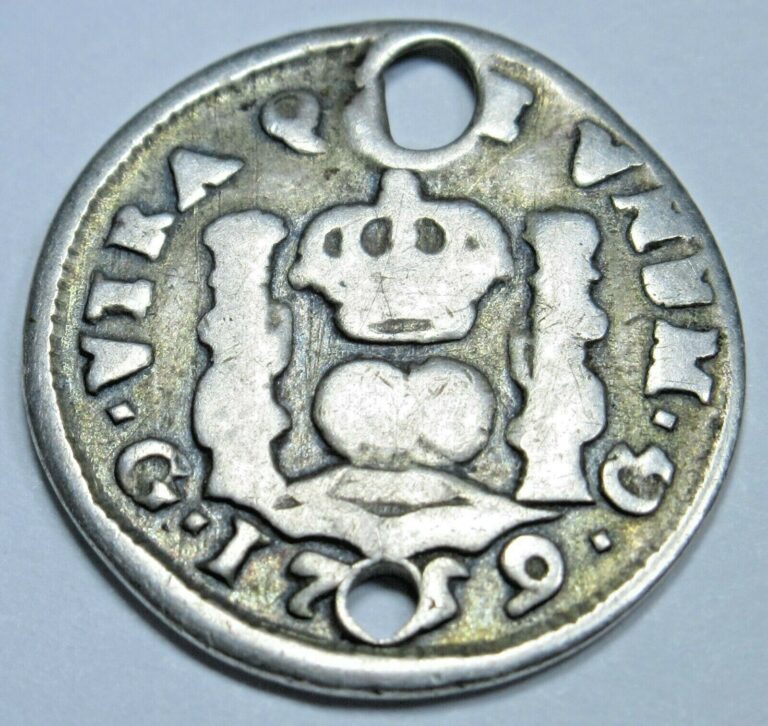 Read more about the article 1759 Guatemala Silver 1/2 Reales Spanish Colonial Antique 1700’s Columnario Coin