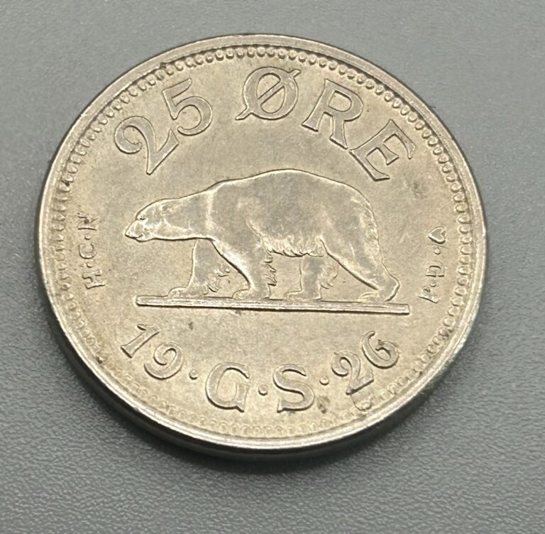 Read more about the article Greenland 1926 25 Ore ~ Brilliant Uncirculated ~ Low Mintage Rare Coin
