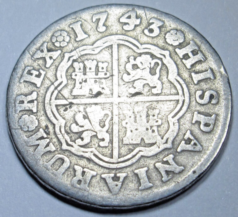 Read more about the article 1743 Spanish Silver 1 Reales Genuine Antique 1700’s Colonial Cross Pirate Coin