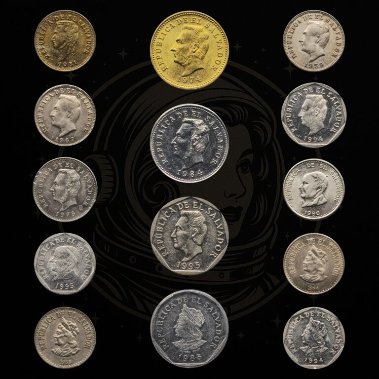 Read more about the article 🇸🇻 El Salvador 14 Coin Lot (1959–1995) – Colón and Centavos Mix  Columbus